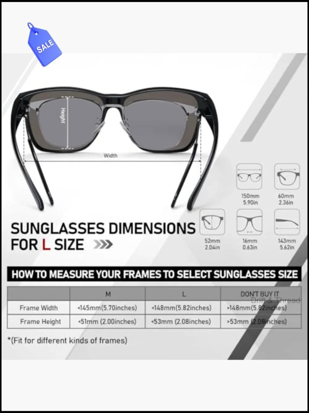 Fit Over Sunglasses Polarized Oversized UV400 Protection for Driving Square
